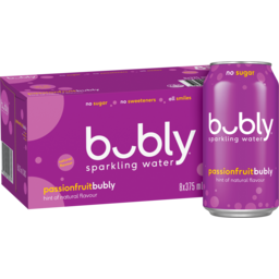 Photo of Bubly Sparkling Water With Passionfruit Multipack Cans 375ml X 8 Pack 8pk