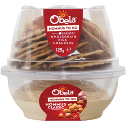 Photo of Obela Hommus To Go Classic Dip With Sakata Wholegrain Rice Crackers 125g