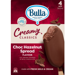 Photo of Bulla Ice Cream Creamy Classics 4pk Chc Hzl