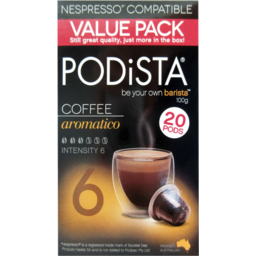 Photo of Podista Armomatico Coffee Pods 20 Pack 100g