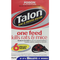 Photo of Selleys Talon One Feed Kills Rat & Mouse Pellet Trays Pest Control 6 Pack