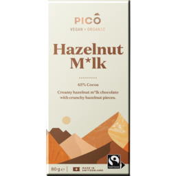 Photo of Pico Organic Hazelnut Milk 45% Cocoa Vegan Chocolate Block 80g