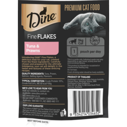 Photo of Dine Fine Flakes Adult Wet Cat Food Tuna & Prawns Pouch 35g
