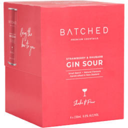 Photo of Batched Cocktails Strawberry & Rhubarb Gin Sour Can 230ml 4pk