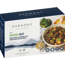 Photo of Harmony Organic Beef In Red Wine & Caramalised Onion Ragu With Potato 550g