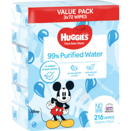 Photo of Huggies Thick Baby Wipes 99% Purified Water 3x72 Pack