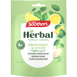 Photo of Soothers Herbal Peppermint & Lemon Sore Throat Drops Cough Relief 20pk