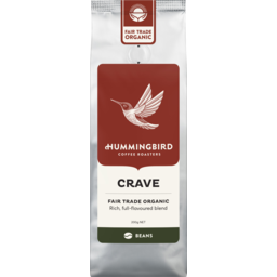 Photo of Hummingbird Fair Trade Organic Fresh Coffee Crave Whole Beans - 200g