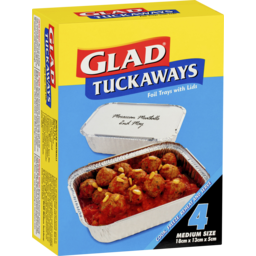 Photo of Glad Tuckaways Foil Trays With Lids Medium 4pk