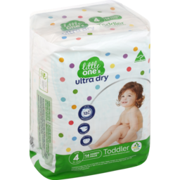 Photo of Little One's Ultra Dry Nappies Toddler Boys & Girls 10-15Kg Size 4 14 Pack