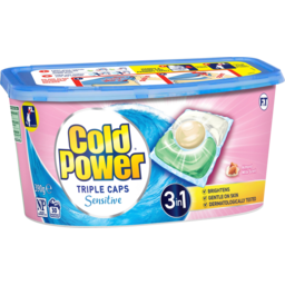 Photo of Cold Power Sensitive Almond Milk Scent Front & Top Loader Laundry Triple Caps 390g 30 Pack
