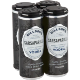 Photo of Billsons Vodka Sarsparilla 355ml 4 Pack