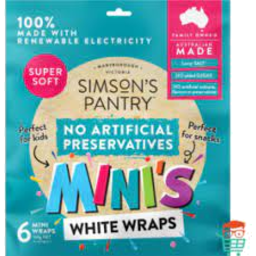 Photo of Siimson's Pantry Mini White Wraps 6 Pack 168g 