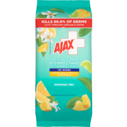 Photo of Ajax Sparkling Citrus & Pineapple Disinfectant Multipurpose Wipes 110 Pack