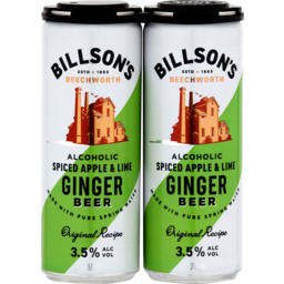 Photo of Billson's Ginger Beer With Spiced Apple & Lime 4x355ml