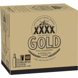 Photo of XXXX Gold Bottle 750ml 12 Pack