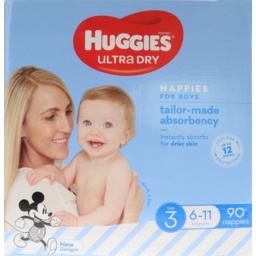 Photo of Huggies Ultra Dry Nappies Boys Size 3 (6-11kg) 90 Pack 