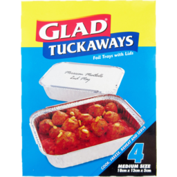 Photo of Glad Tuckaways Foil Trays With Lids Medium 4 Pack