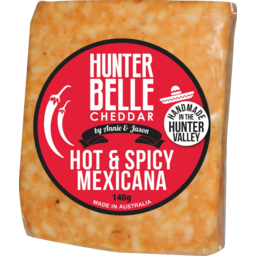 Photo of Cheese - Cheddar Hunter Belle Dairy Co Mexicana Hot & Spicy 140gm