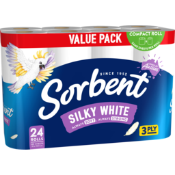 Photo of Sorbent Silky White 3ply Toilet Tissue 24 Pack