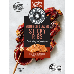 Photo of Red Rock Deli Bourbon Glazed Sticky Ribs Deli Style Crackers Limted Edition 135g
