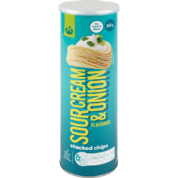 Photo of WW Flavoured Stacked Chips Sour Cream & Onion 160g