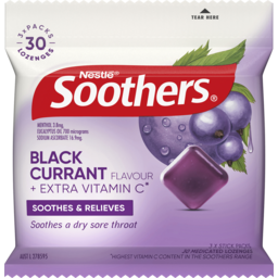 Photo of Soothers Blackcurrant Sore Throat Lozenges + Vitamin C 3x10 Pack