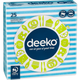 Photo of Deeko 2 Ply Printed Lunch Napkins 25 Pack 