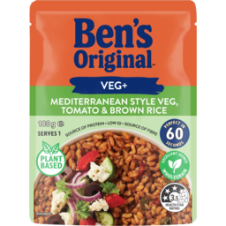 Photo of Bens Original Veg + Mediteranean Style Veg Tomato & Brown Rice Pouch 180g