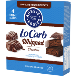 Photo of Aussie Bodies Lo Carb Whipd Chocolate Flavour Protein Bar 4 Pack 120g