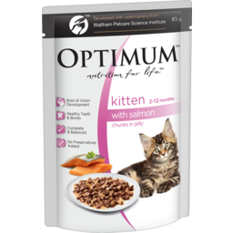Photo of Optimum  Pouch Kitten Wet Cat Food Salmon In Jelly 85gm