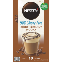 Photo of Nescafe Choc Hazelnut Mocha 98% Sugar Free Coffee Sachets 10 Pack 140g