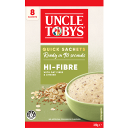 Photo of Uncle Tobys Hi Fibre With Oat Fibre & Linseed Quick Oats Sachets 8 Pack 320g