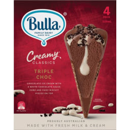 Photo of Bulla Icecream Classic Triple Choc 4pk