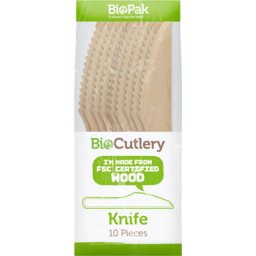 Photo of Biopak Cutlery Wooden Knives 10pk