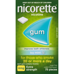 Photo of Nicorette Nicotine Gum Icy Mint Extra Strength 4mg 75 Pack