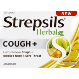 Photo of Strepsils Herbal Cough + Honey Lemon Flavour Lozenges 32 Pack