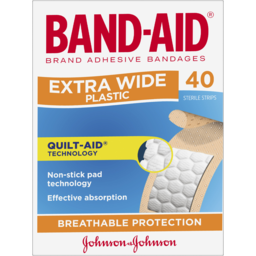 Photo of Band Aid Extra Wide Plastic Sterile Strips 40 Pack