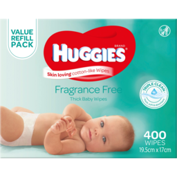 Photo of Huggies Fragrance Free Thick Baby Wipes Value Refill 400 Pack