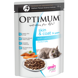 Photo of Optimum Skin & Coat Grain Free Adult Wet Cat Food Salmon Jelly Pouch