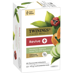 Photo of Twinings Live Well Revive + Vitamin B6 Mandarin, Apple & Green Tea With Guarana Tea Bags 20 Packs 40g