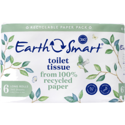 Photo of EarthSmart Recycled Toilet Tissue Long Rolls 2Ply 6 Pack