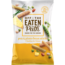 Photo of Off The Eaten Path Cheddar & Chives Pea & Pinto Bean Sticks 100g