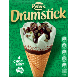 Photo of Peters Drumstick Choc Mint Ice Creams 4 Pack 475ml