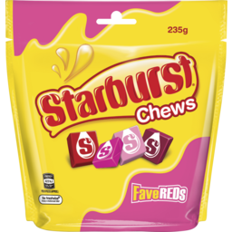 Photo of Starburst Favereds Fruit Chews Lollies Large Bag 235g