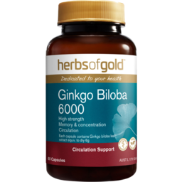 Photo of HERBS OF GOLD Ginkgo Biloba 6000 High Strength 60