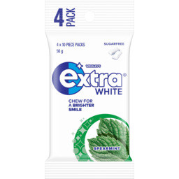 Photo of Extra White Spearmint Sugar Free Gum 4x10pc Packs 4x56g