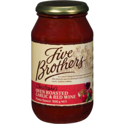 Photo of Five Brothers Christophes Oven Roasted Garlic & Red Wine Pasta Sauce 500g