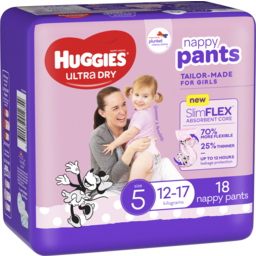 Photo of Huggies Ultra Dry Nappy Pants Girl Size 5 (12-17kg) 18 Pack 