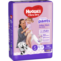 Photo of Huggies Ultra Dry Nappy Pants Girl Size 5 (12-17kg) 54 Pack 